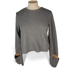 💰Zara Gray Long Sleeve Cropped Knit Top | Wide Two- Tone Sleeves